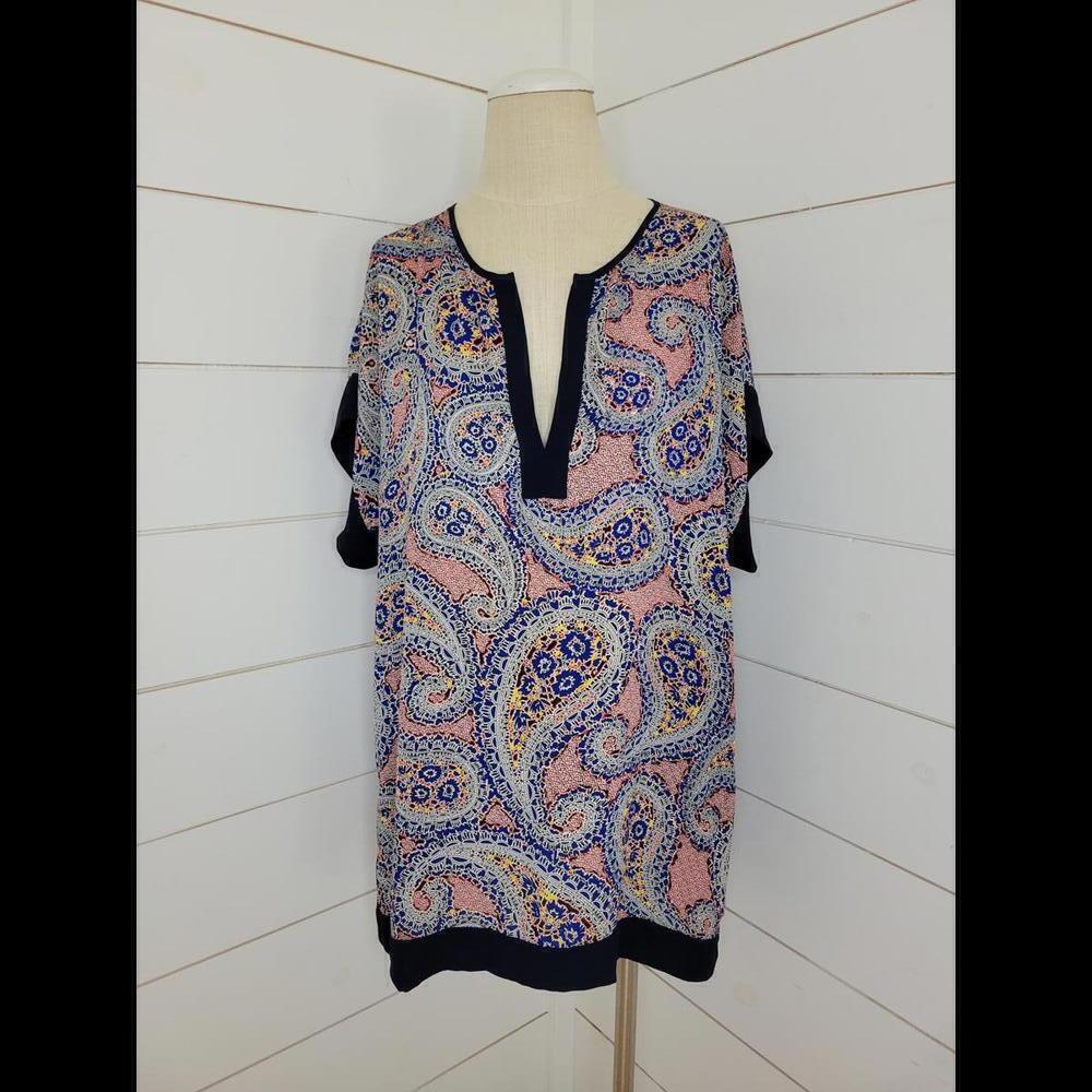 J CREW Small red white & blue paisley tunic cover-up